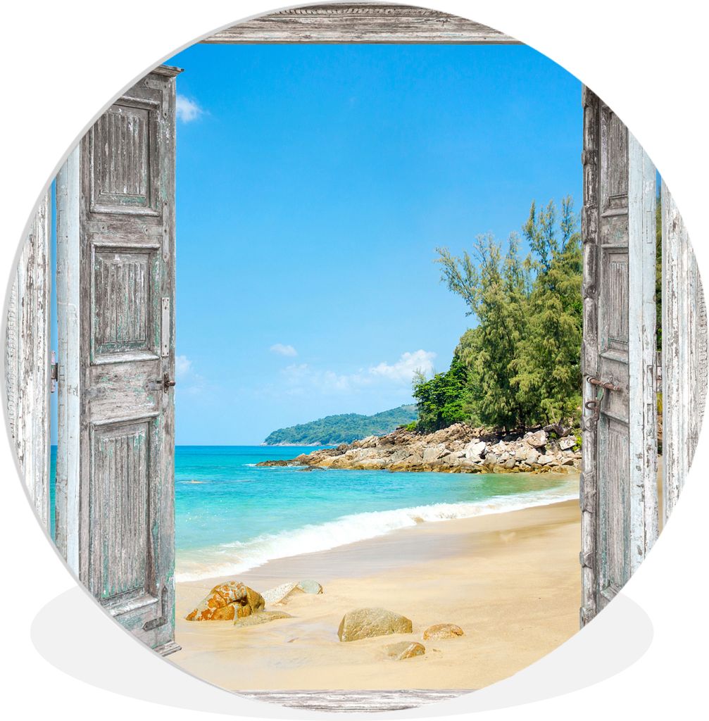 MuchoWow Rundes Wandbild - Runde Bilder Strand - Ausblick - Sommer - Tropisch Ø 90 cm Kreis Wanddekoration Kunststoff - Wandkreis - Wandschmuck ...