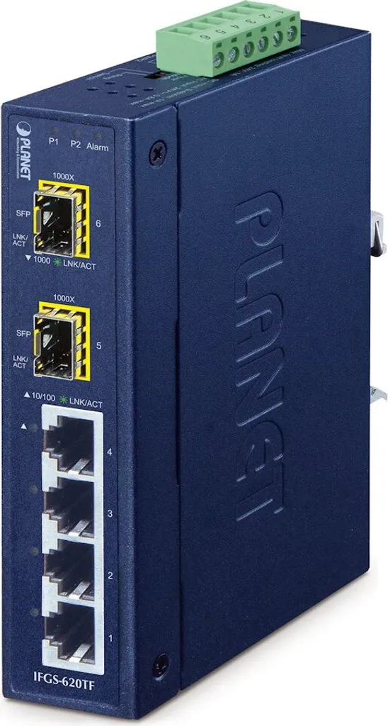 Commutateur Rail DIN 4 ports Fast Ethernet PLANET IFGS-620TF SFP