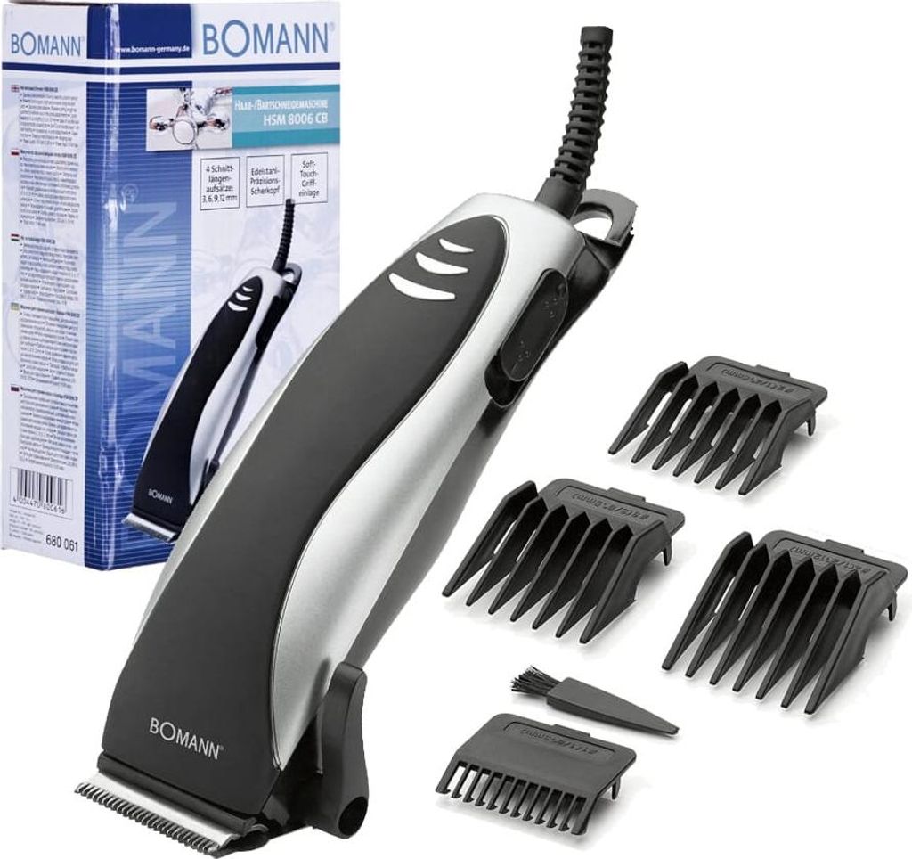 Bomann HSM8006CB, Čierna, Strieborná, 3 mm, 1,2 cm, Obrázok produktu 