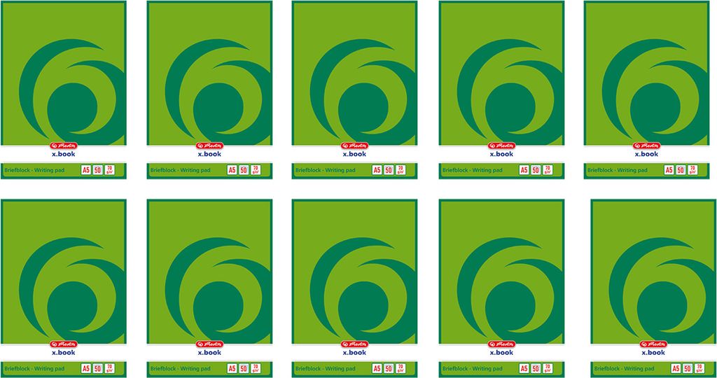 Herlitz 717504 Notizblock A5, blanko, 50 Blatt, 10 Stück
