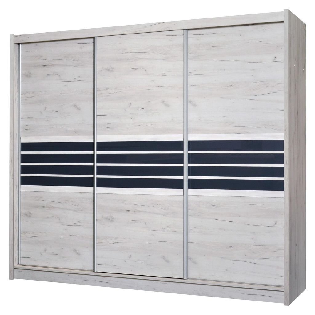 Masseno Schiebetürenschrank RIVEN 250/215/61 cm 3-türig Braun
