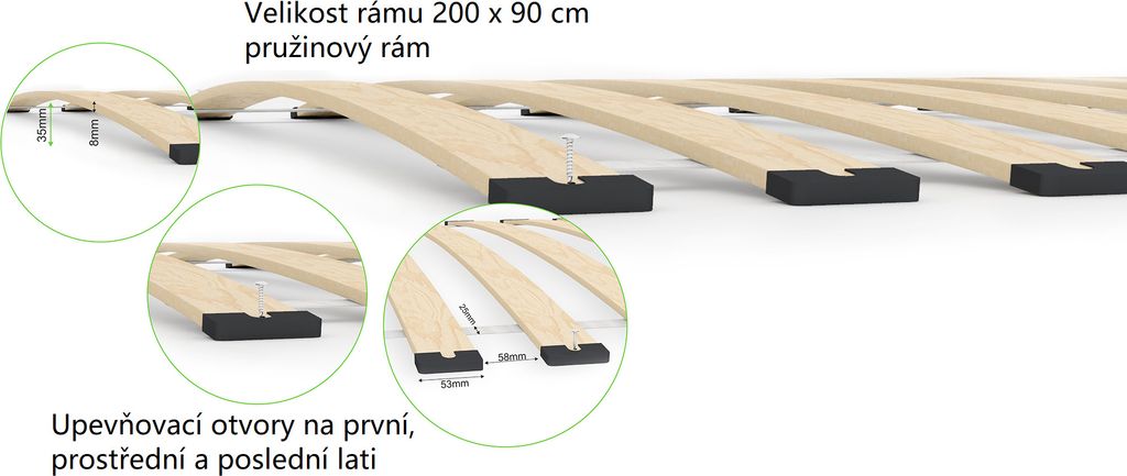 e-stelaze Lamelový rošt 90 x 200 cm Obrázek produktu 2