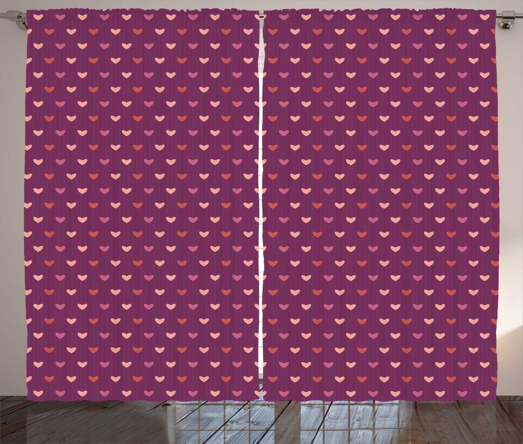ABAKUHAUS Liebe Rustikaler Gardine, Valentinstag-Liebhaber-Herzen, Schlafzimmer Kräuselband Vorhang mit Schlaufen und Haken, 280 x 225 cm, Dunkel ...