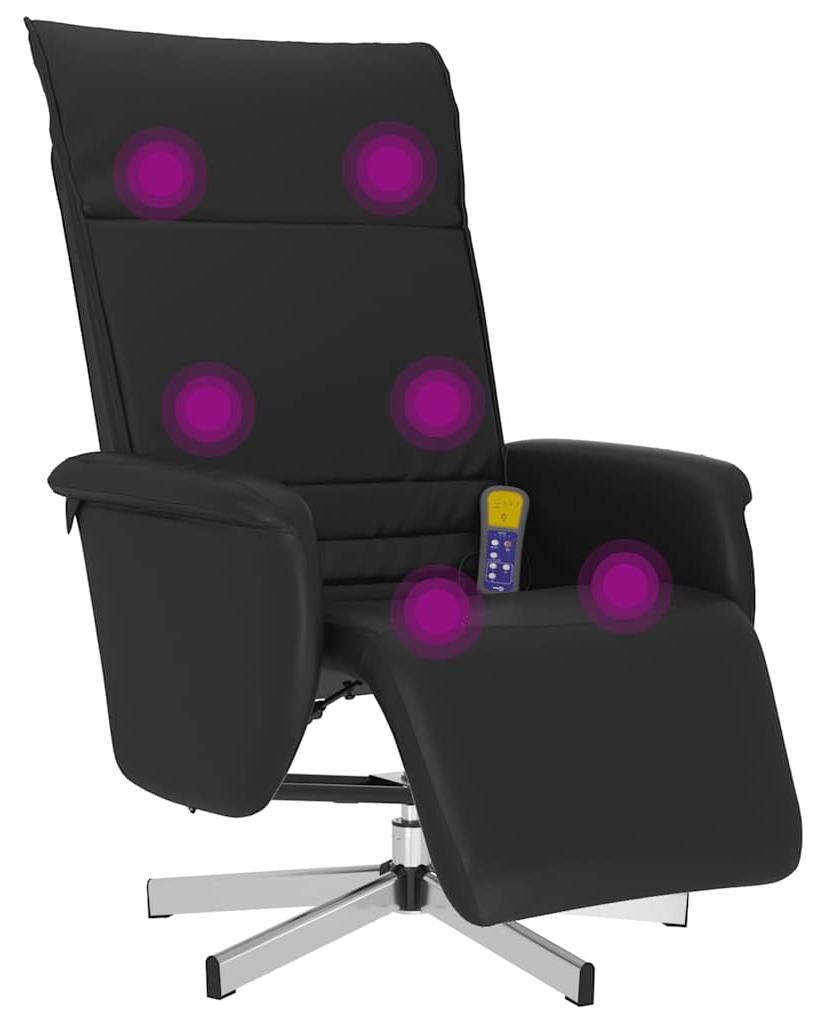 vidaXL Massagesessel mit Fußteil Schwarz Kunstleder
