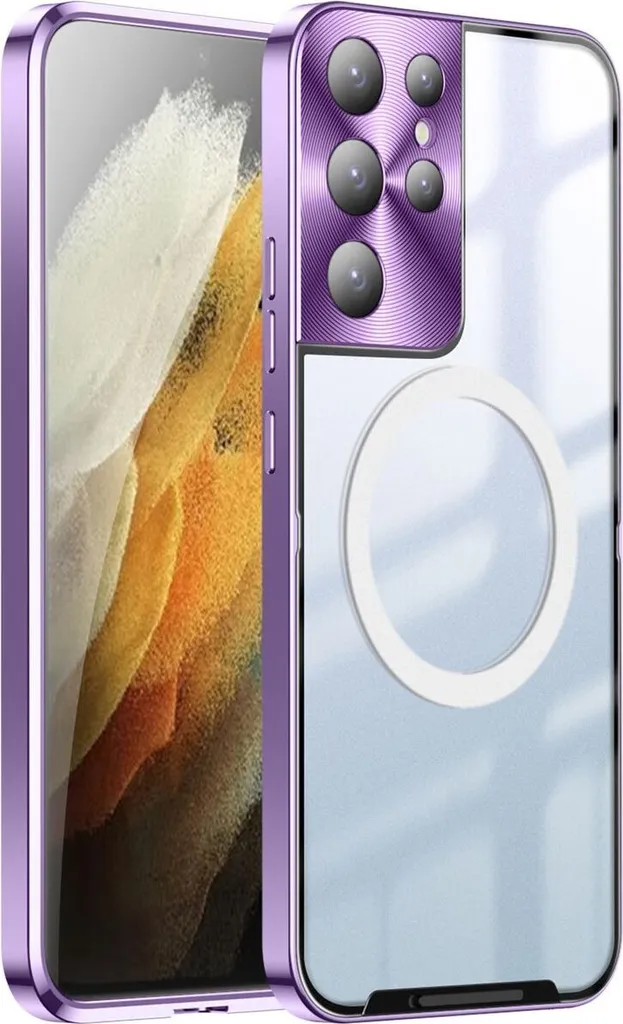Custodia Magnetica S21 Ultra 5G Viola - Protezione Metallo e MagSafe