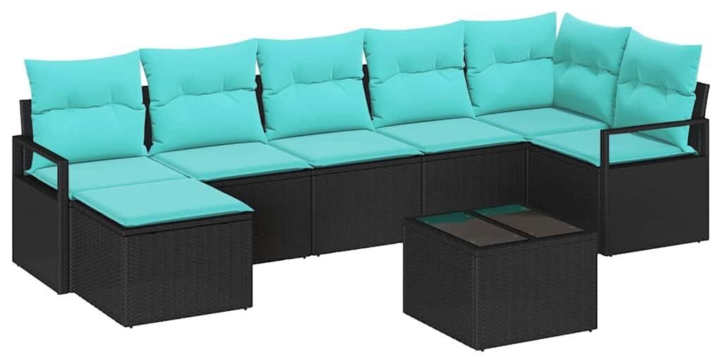 "im Sonderangebot" Sofa Set modern - CLORIS - Balkon-/Garten-/Lounge-Set Sofa - mit Kissen 8 pcs Schwarz Poly Rattan - Gartenmöbelset design 2026 ...