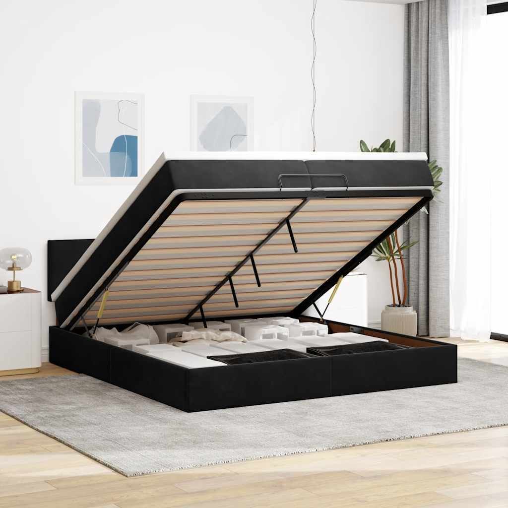 Maison Exclusive - Ottoman-Bett mit Matratze Schwarz 200x200 cm Samt