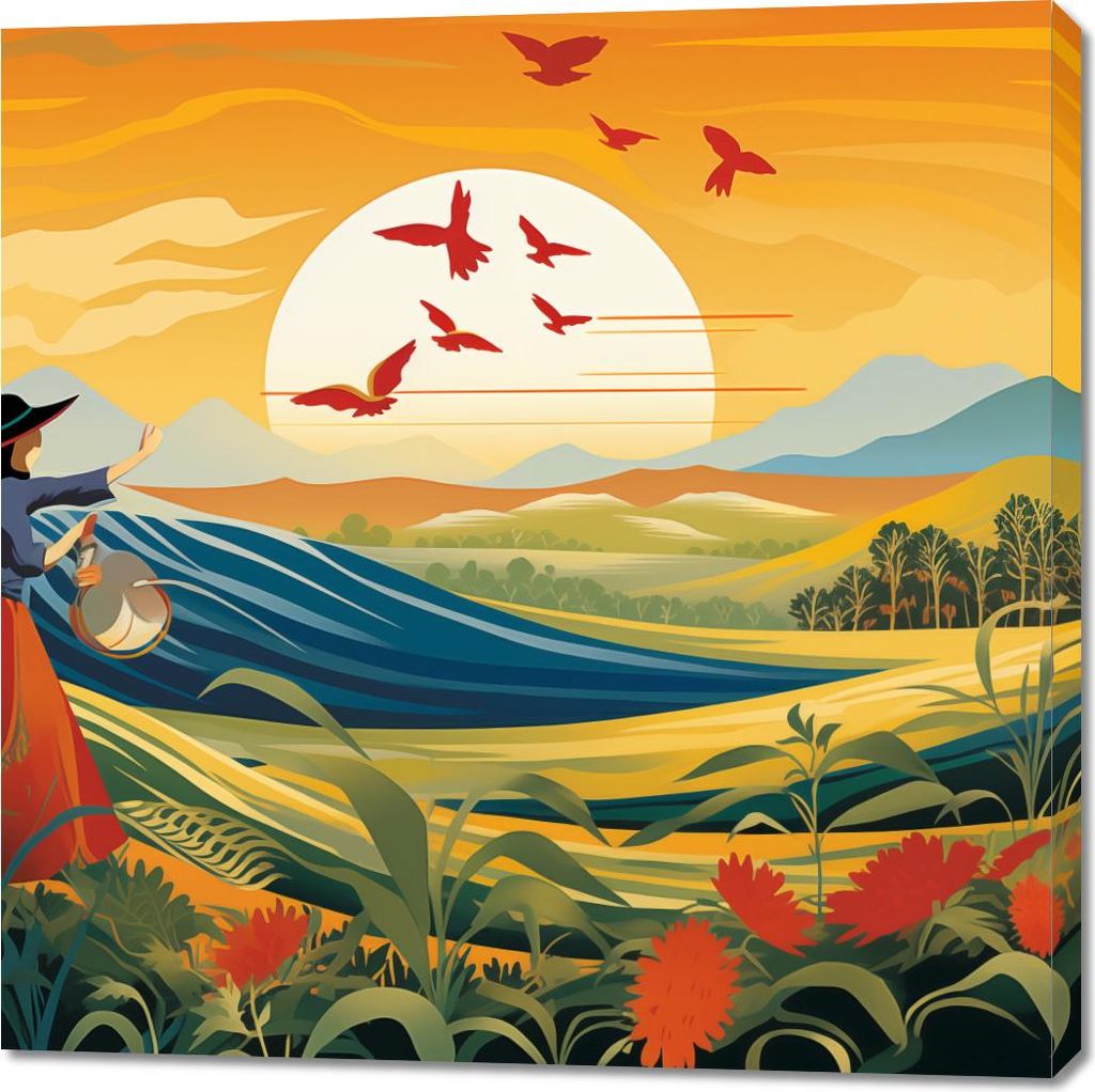 Bild 100x100cm Einfachheit des Landlebens