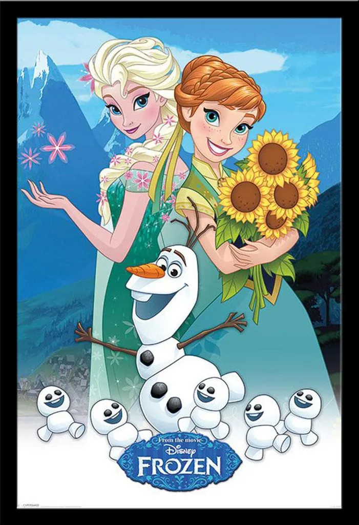 Poster Frozen Fever Encadré Shinsuke : Cadre Noir et Vitre Anti-Casse MDF