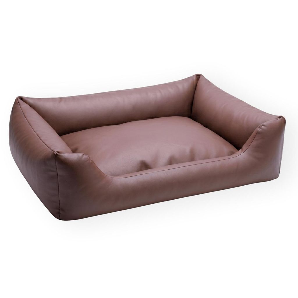4L Textil Mario Orthopädisches Hundebett aus Kunstleder Braun 140x110 cm Extra Groß Memory Foam Stabil Wasserabweisend