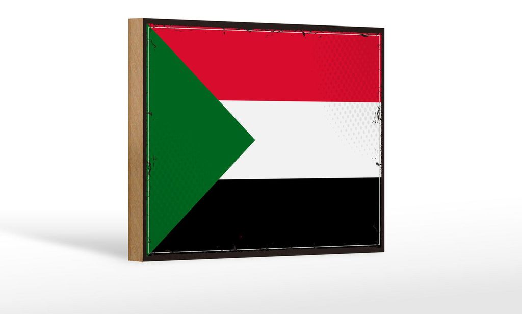 Holzschild Flagge Sudan 18x12 cm Retro Flag of Sudan Dekoration