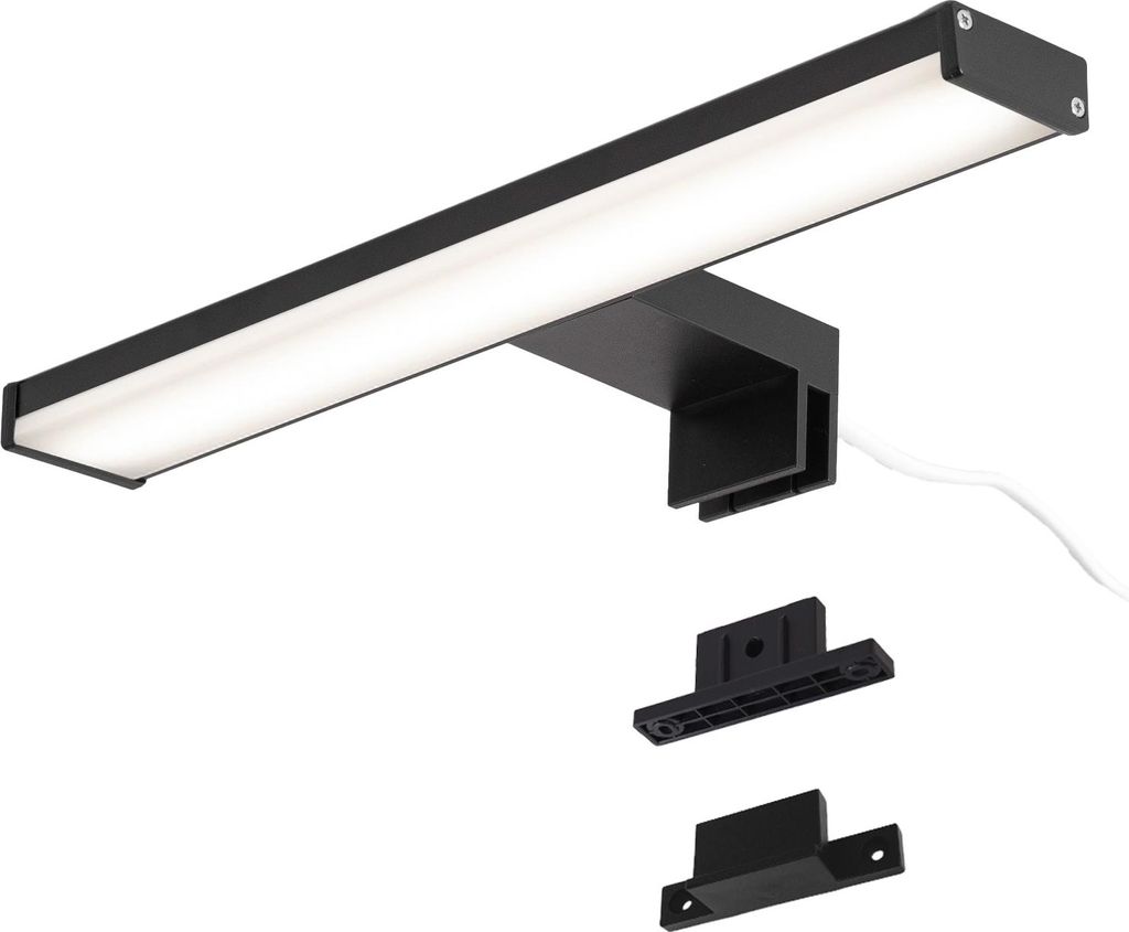 LED Wandleuchte 8W 30 cm IP44 für Bad, Spiegel und Möbel, schlankes, mattschwarzes Aluminium mit neutralweißem Licht