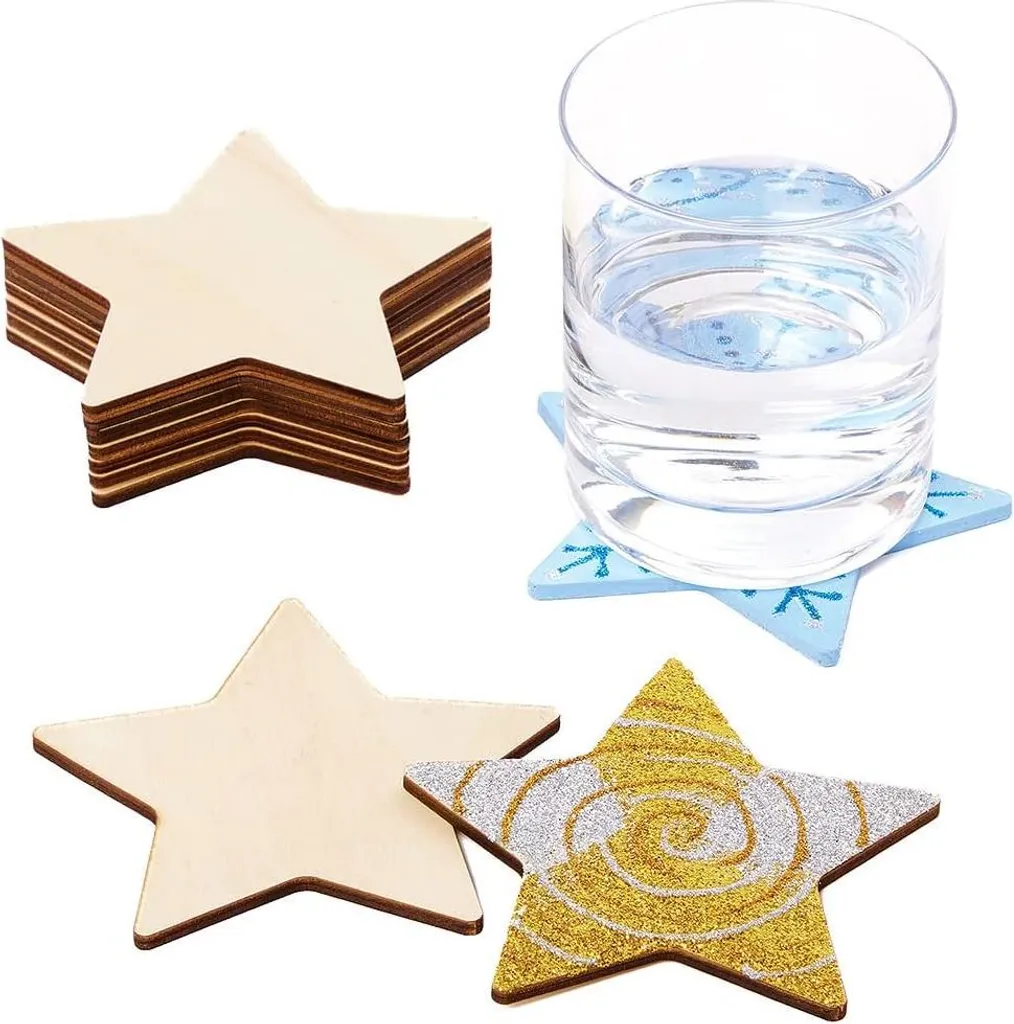 Sous-verre en bois artisanal Stern - Lot de 10 supports peinture DIY