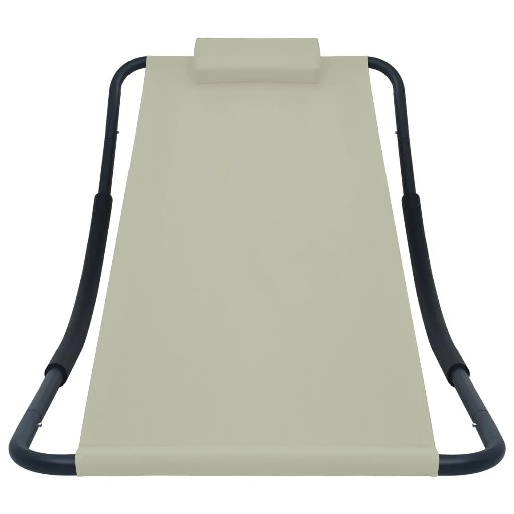 Lettino Design Giardino Acciaio Crema 200x90 - Estetica Moderna