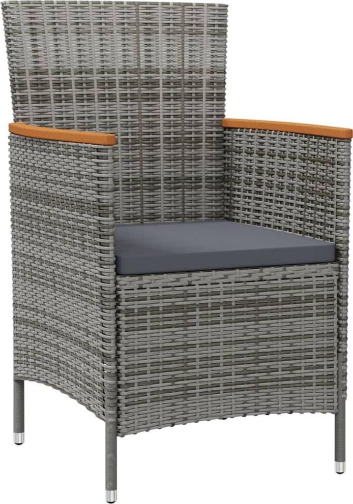 vidaXL Garten-Essstühle 2 Stk. Poly Rattan Grau Produktbild 