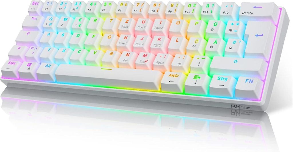 Gaming-Tastatur, 2,4 GHz Bluetooth/Verkabelte 60% Mechanische Tastatur 61 Tasten, Hot-Swap-fähiger Brauner Schalter mit RGB-Beleuchtung für Win/Mac