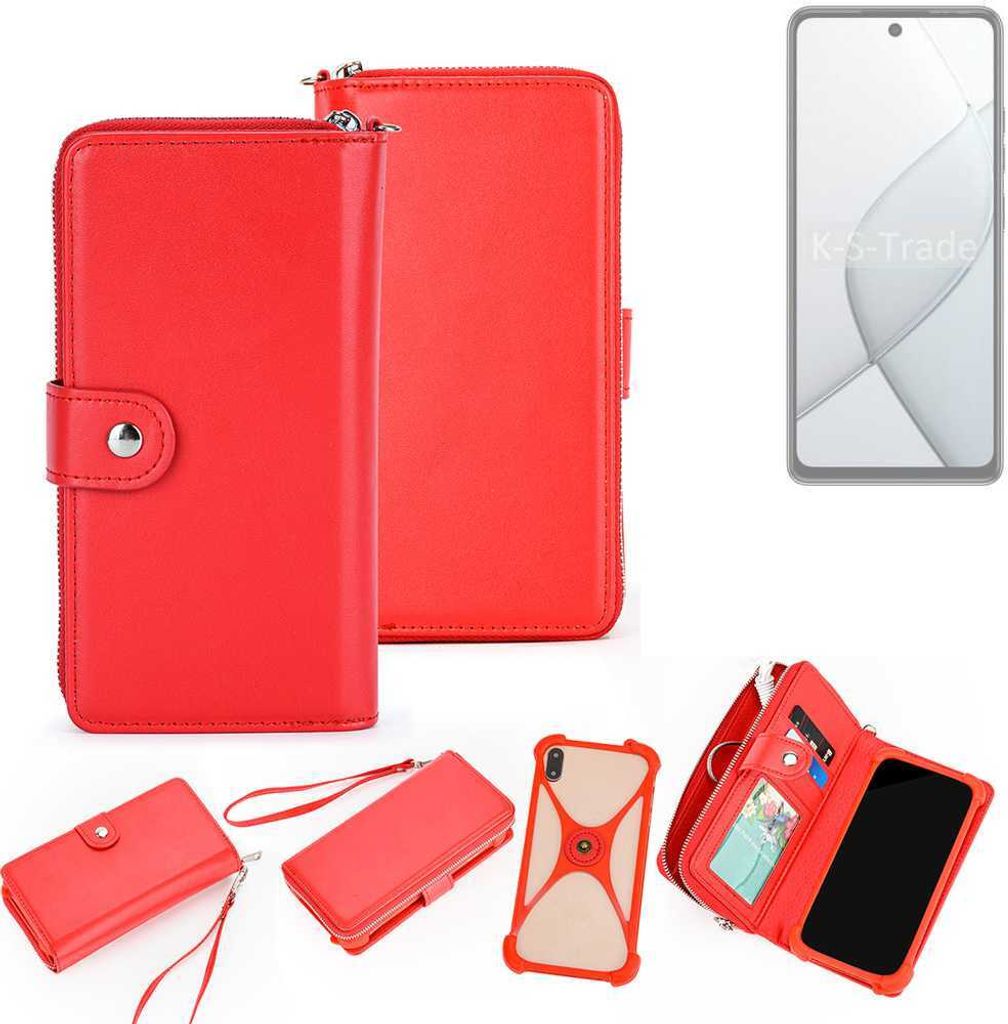 K-S-Trade 2in1 Schutzhülle Portemonnee Handyhülle mit Bumper kompatibel mit Tecno Spark 20 Pro 5G Hülle Case Etui Geldbörse Smartphone rot (1x)