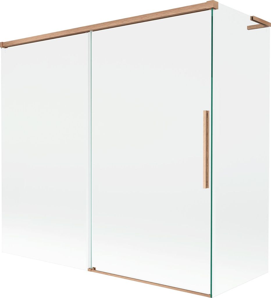 Mexen Rox L Duschabtrennung 2-flügelig verschiebbar 170 + 80 x 150 cm, transparent, gebürstetes Kupfer - 8C9L-170-080-65-00