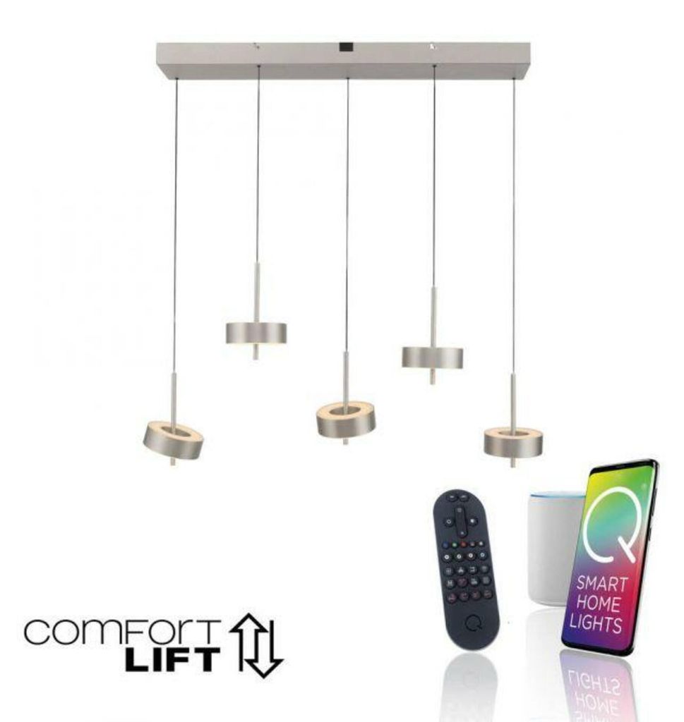 PAUL NEUHAUS Hängeleuchte Q-ROTATE, 5-armig, Aluminium, höhenverstellbar, Smart Home, ZigBee, 2700–5000 K, Artikelnummer 2249-95