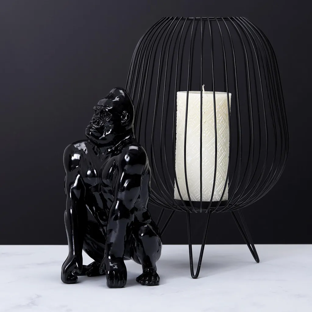 Gorille Noir Deco 24 cm en Résine - Statuette Finition Mate Haute Qualité