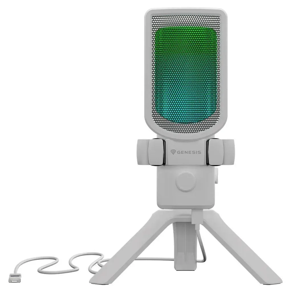 Microphone USB Genesis Radium 250 pour podcast et gaming blanc