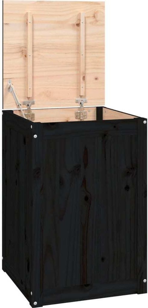 vidaXL Wäschetruhe Schwarz 44x44x66 cm Massivholz Kiefer Produktbild 