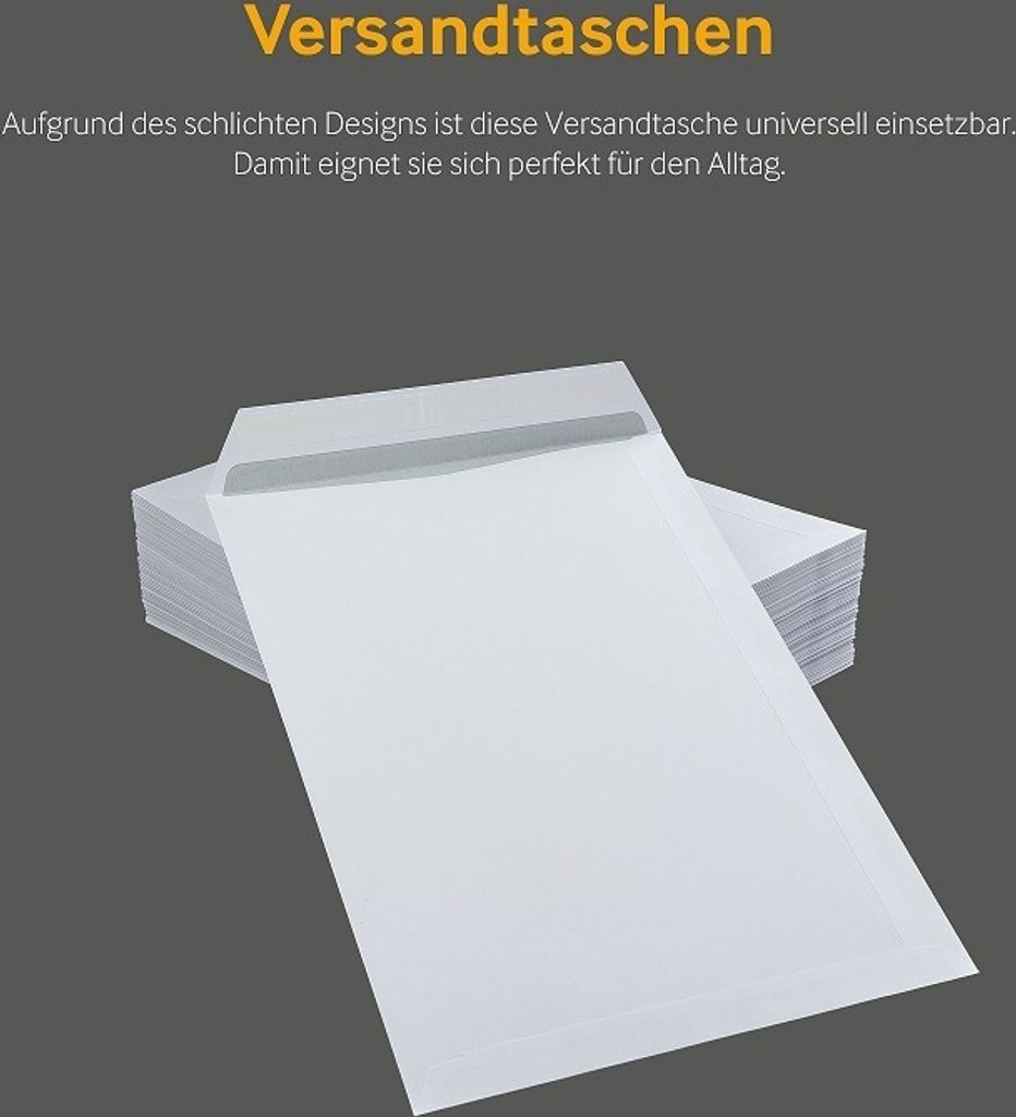 250 Versandtaschen Weiß 229x324 mm (DIN C4) mit Haftklebung Produktbild 6