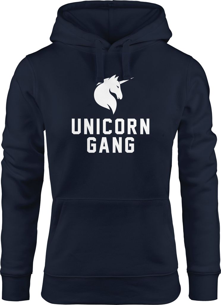 Unicorn Gang Kapuzen-Pullover Damen Einhorn Hoodie Moonworks navy M