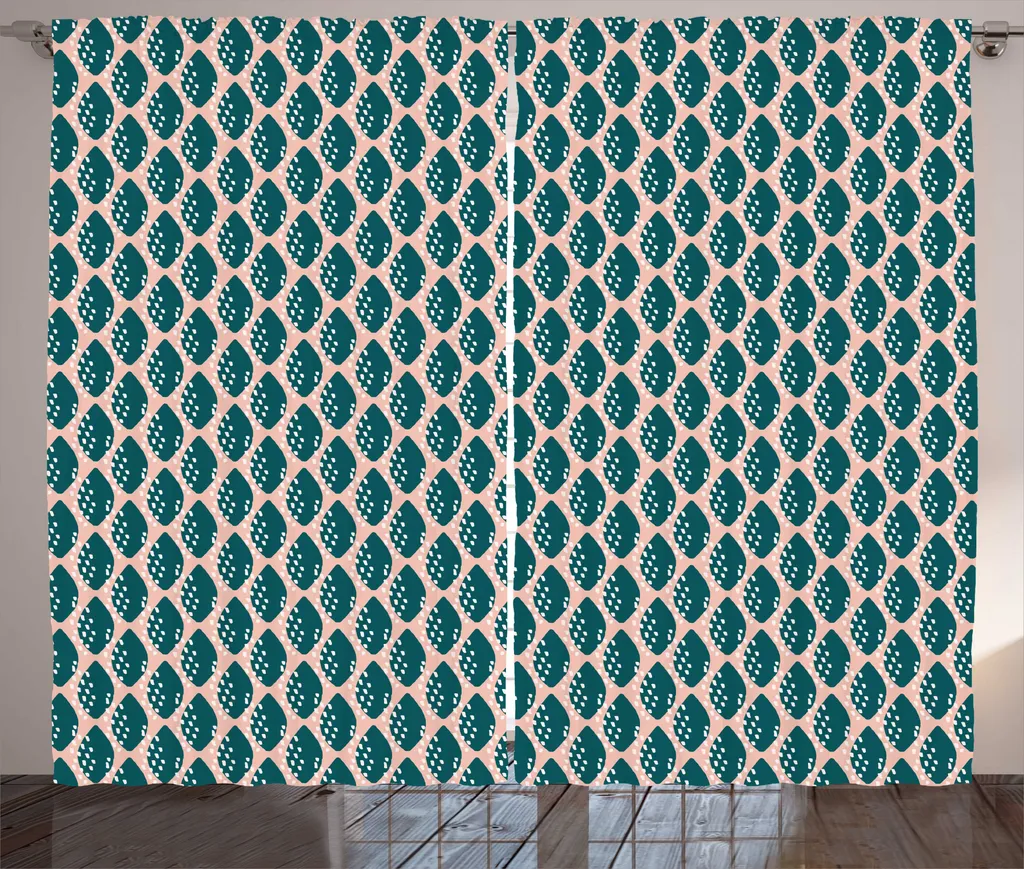 Rideau de Salon Universel Bleu Sarcelle Motif Traits Dessinés 280x225 cm