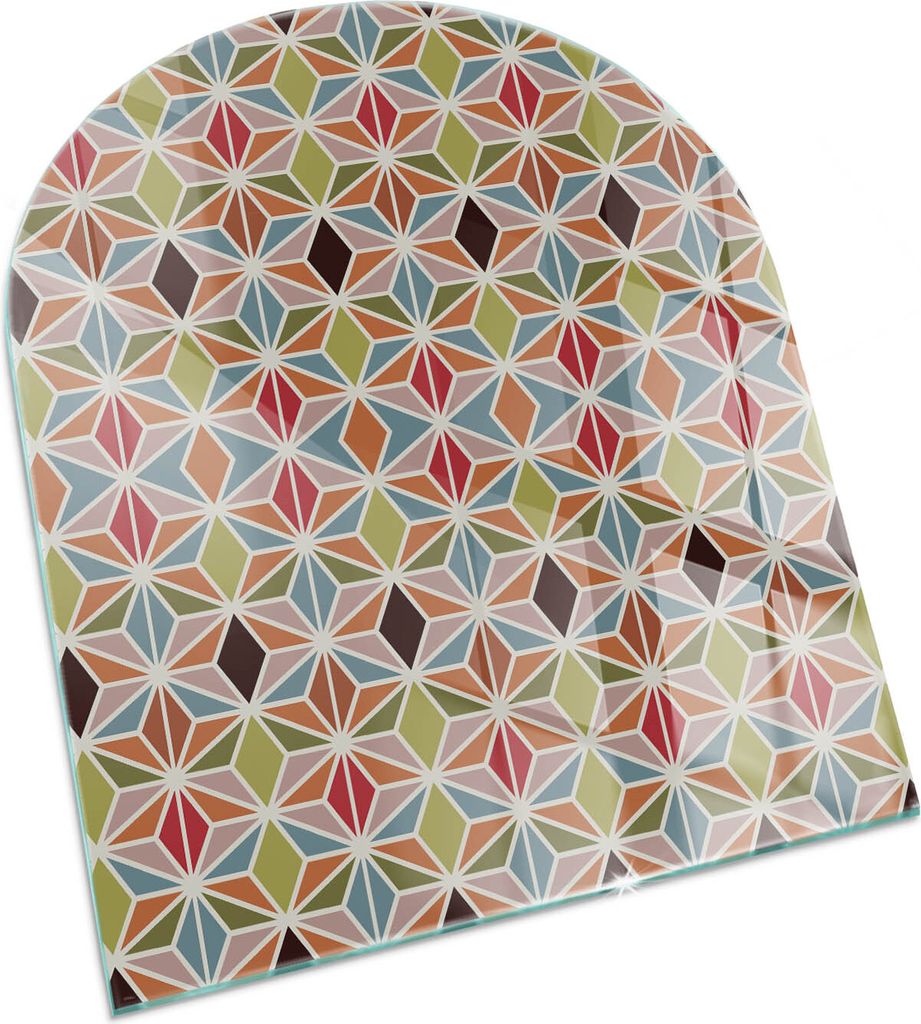 Polygonale Gittermuster – Glasbodenplatte für – Kaminofen – Kaminplatte Glas – Schutzglas – Funkenschutzplatte –Glasbodenplatte Feuerf...