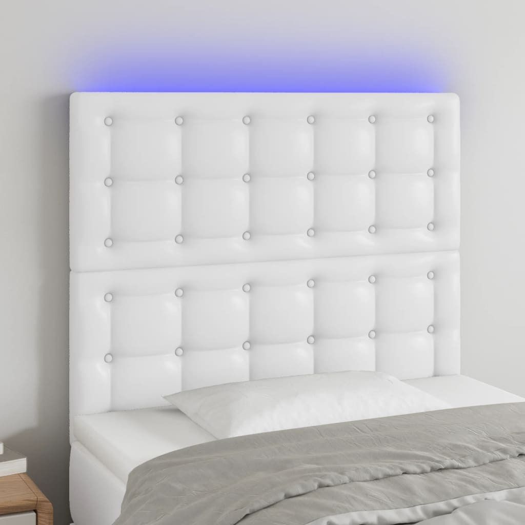 Möbel LED Kopfteil Weiß 80x5x118/128 cm Kunstleder - Kopfteile 3122497