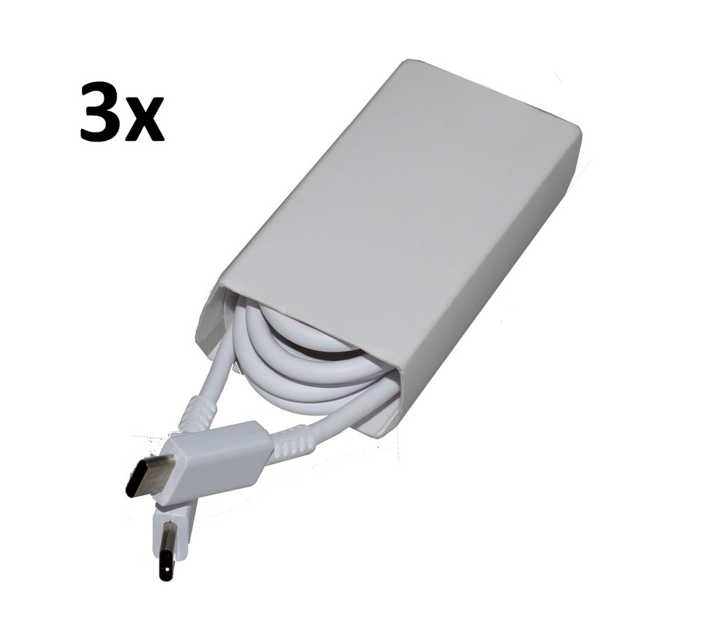 3x Typ-C Schnell-Ladekabel für Original Samsung Galaxy S8, S8 Plus, S8 Active Datenkabel 5A super-schnell weiß 1m beidseitig USB Type-C super-fas...