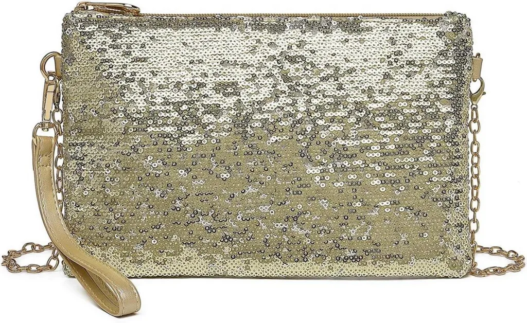 Pochette soirée paillettes anti-rayures avec chaîne dorée Miss Lulu