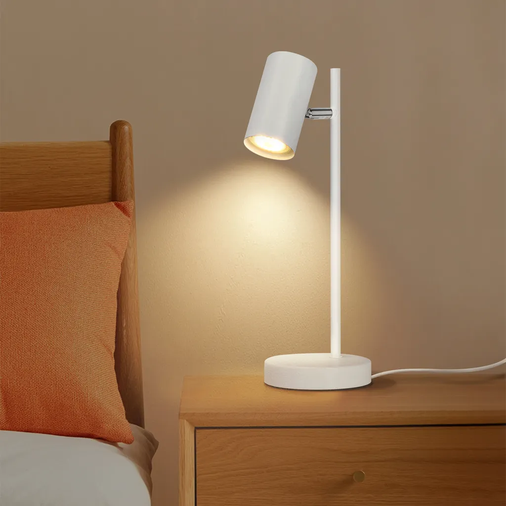 ZMH lampada da comodino camera da letto lampada da tavolo bianca - orientabile 350° GU10 lampada da tavolo comodino luce notturna lampada da tavolo in metallo lampada da lettura con soggiorno scrivania studio - 8