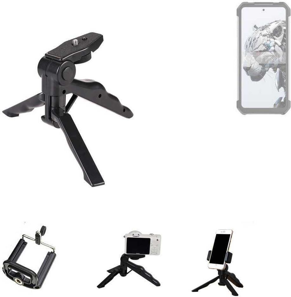 K-S-Trade Stativ Tisch-Ständer Dreibein Handy-Stativ Ständer kompatibel mit Unihertz 8849 Tank 3 Mini-Stativ Smartphone Tripod Handy-Stativ aus