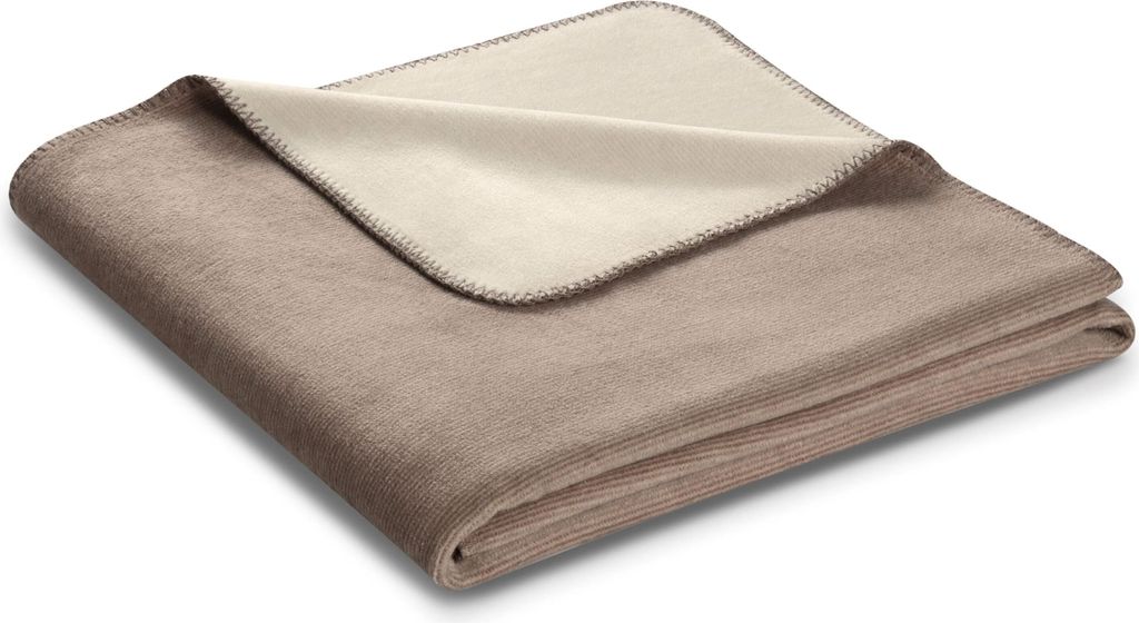 Biederlack Plaid mit Zierstich Melange Doubleface Farbe sand-natur Größe 150 x 200