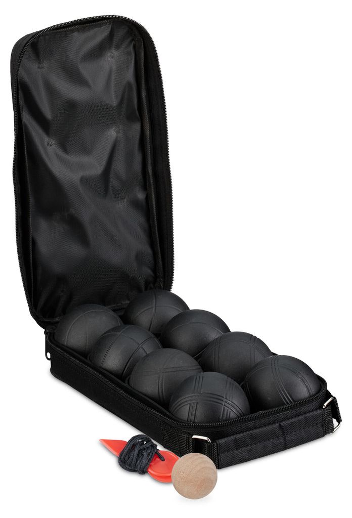 Relaxdays Boule-ballen, 8 metalen ballen, set met doelbal Productafbeelding 