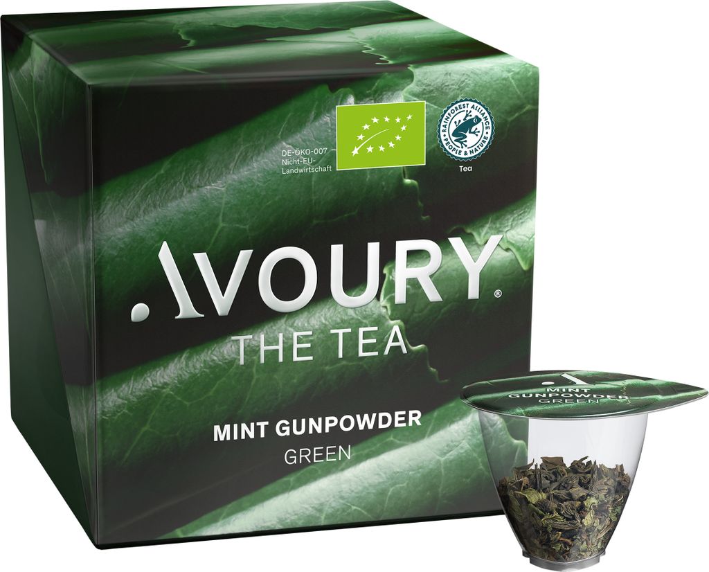 Avoury Green Tea | MINT GUNPOWDER | Tee-Kapseln: Grüntee mit Krauseminze | 8 Kapseln