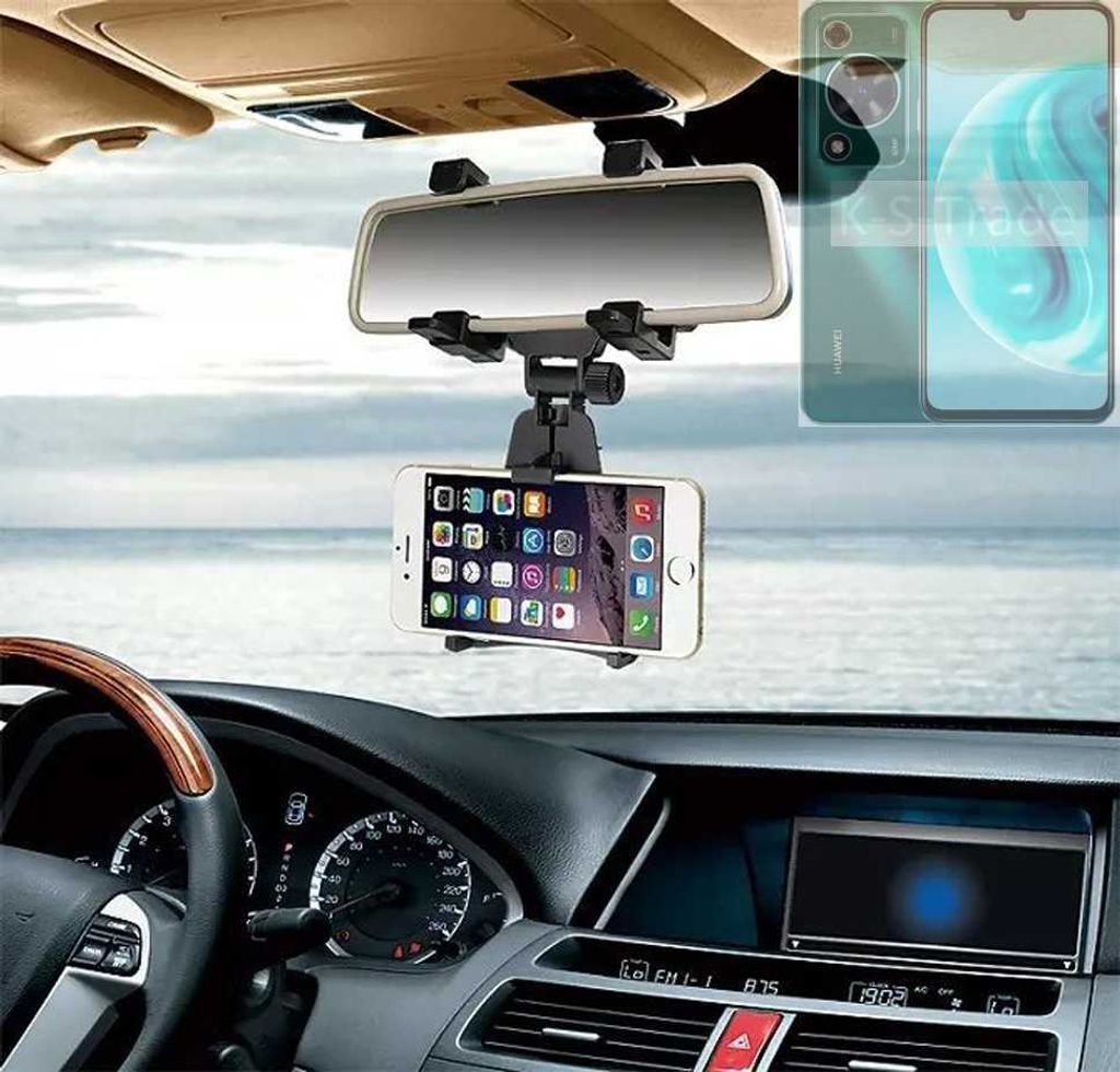 K-S-Trade Smartphone Halterung kompatibel mit Huawei Enjoy 70 Pro Rückspiegel Halterung schwarz Auto Halterung KFZ Halter