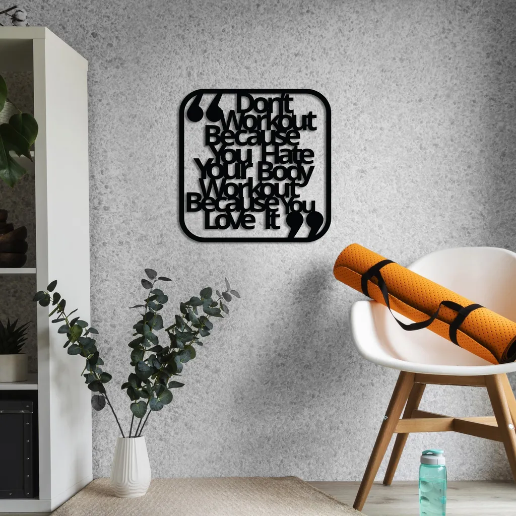 Wallity Accessorio Parete Metallo Nero 50x50 Don't Workout Offerta