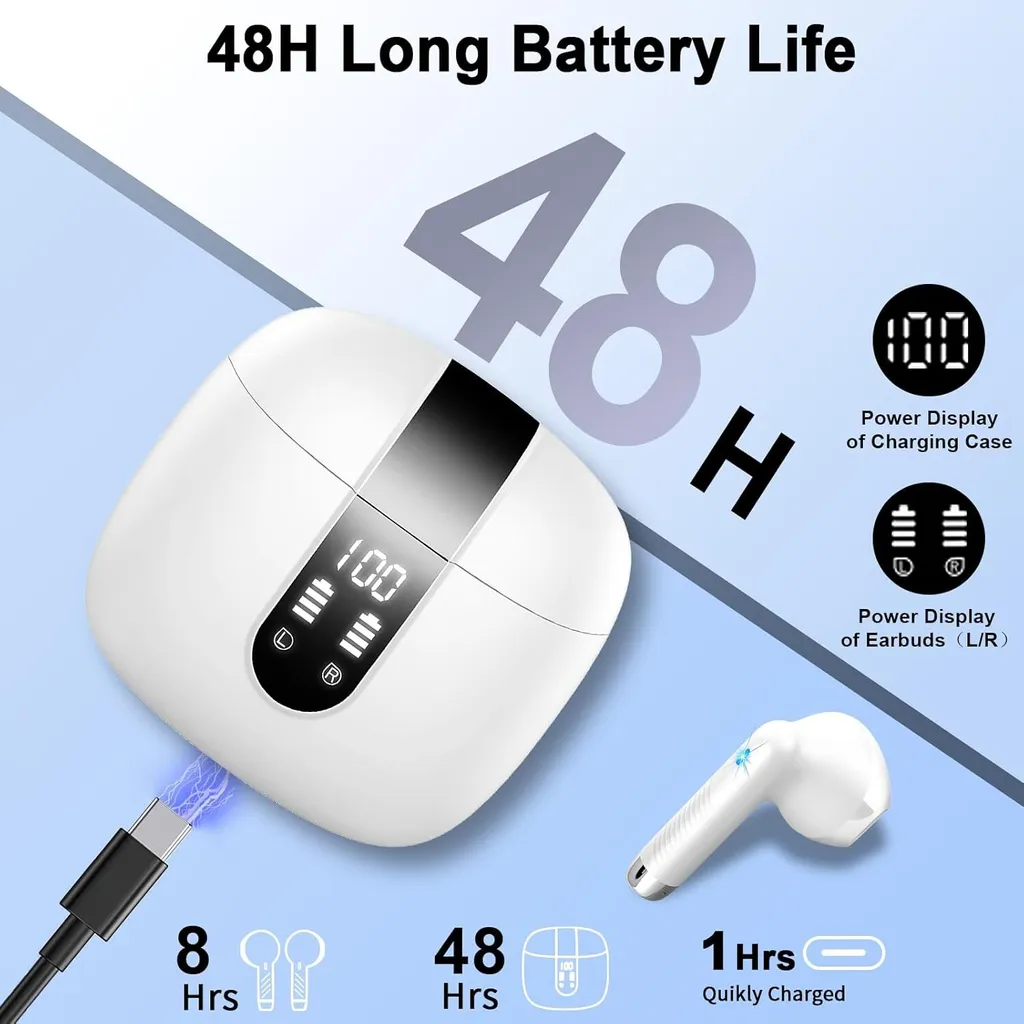 Cuffie Wireless Bluetooth 5.3: Design IP7 Impermeabile e LED Display - 5