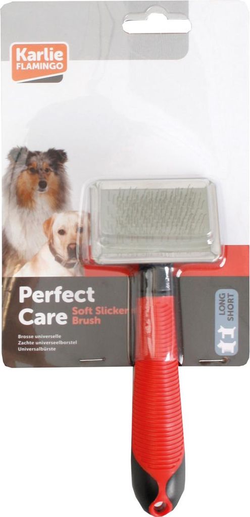 Karlie Professional Zupfbürste - Hundebürste - S - Gummi - Rot/Schwarz - 17x5 cm