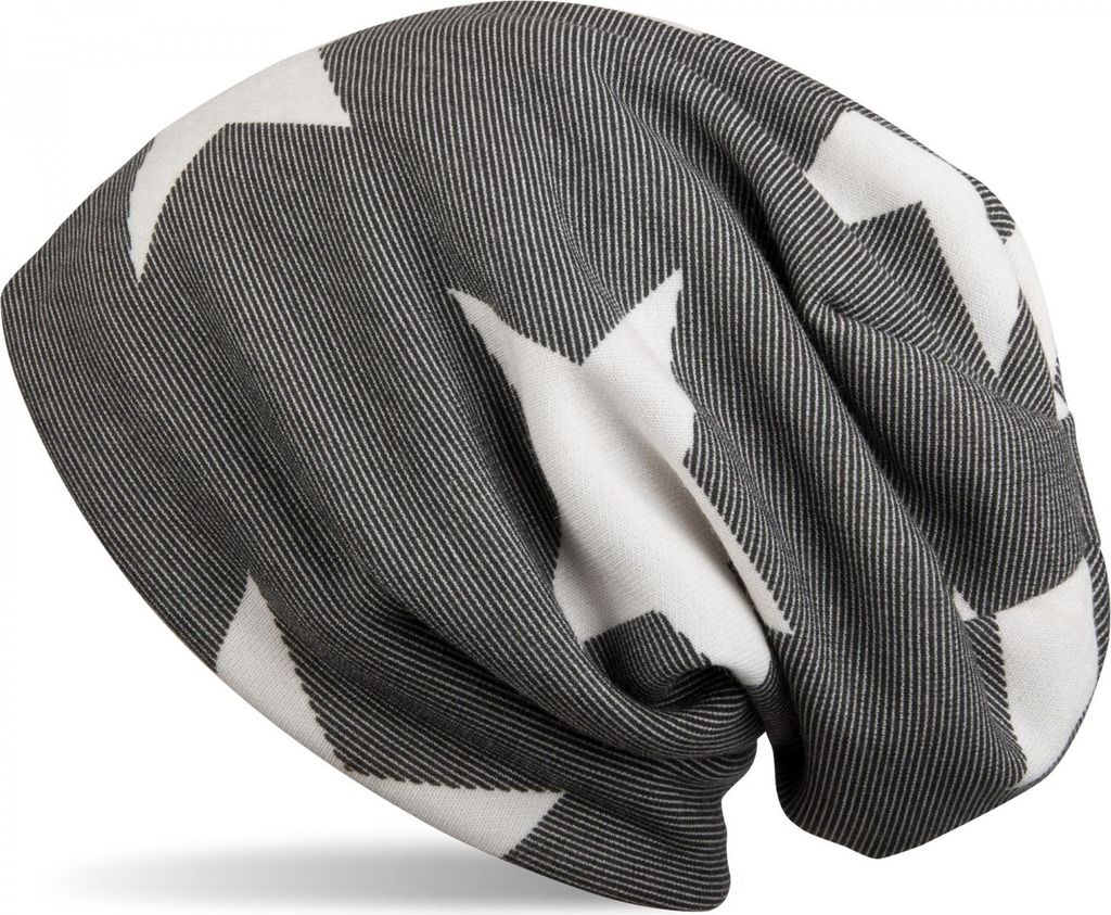 styleBREAKER klassische Feinstrick Beanie Mütze mit Stern und Streifen Muster, Uni 04024054