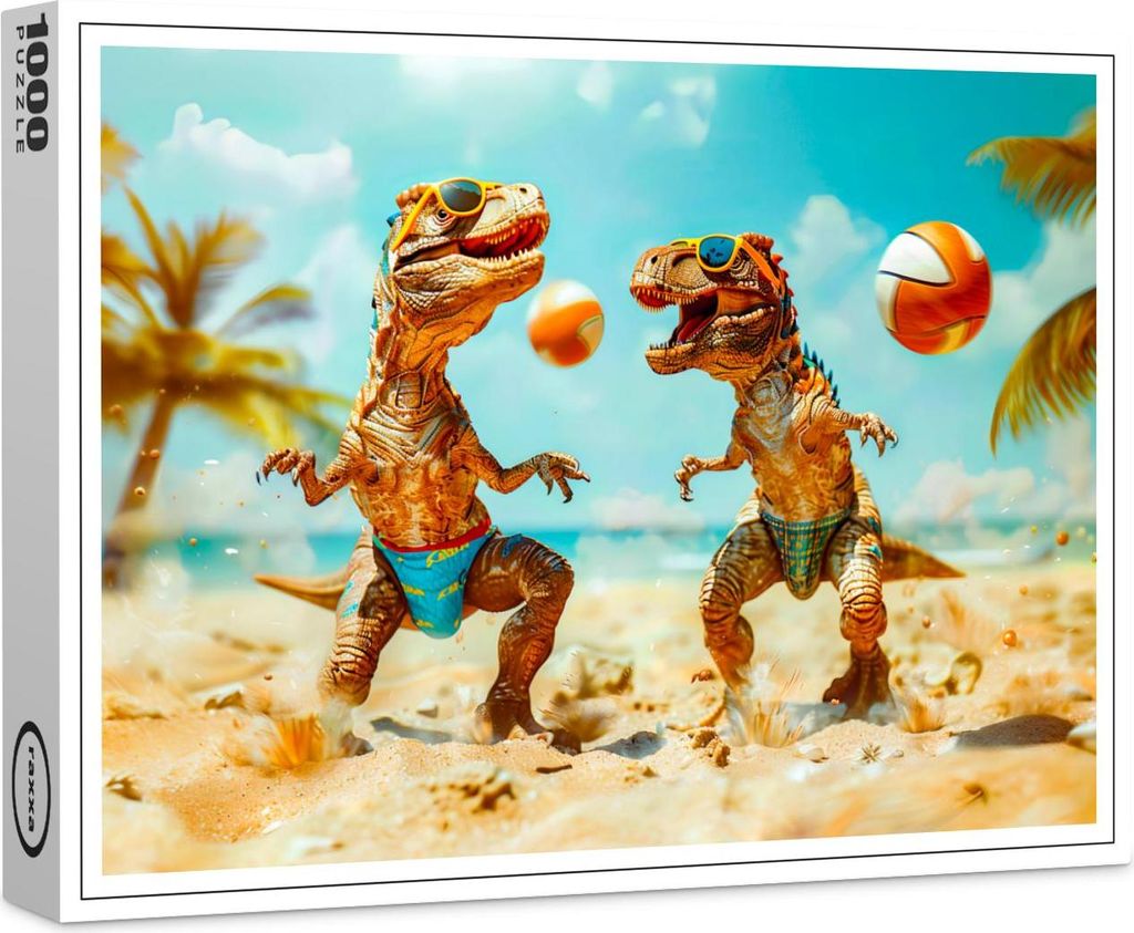 raxxa Premium-Puzzle "T-Rexes Playing Ball on Beach", 1000 Teile