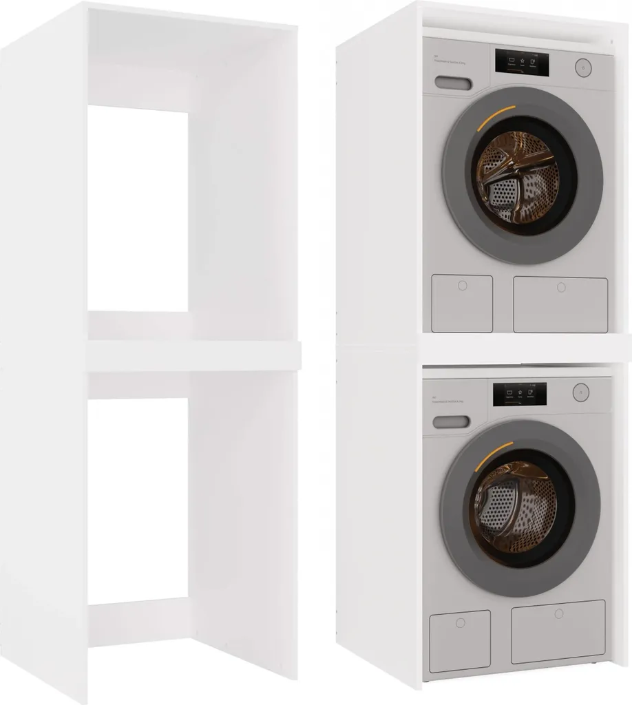 Meuble superposition lave-linge sèche-linge MARGO blanc mat