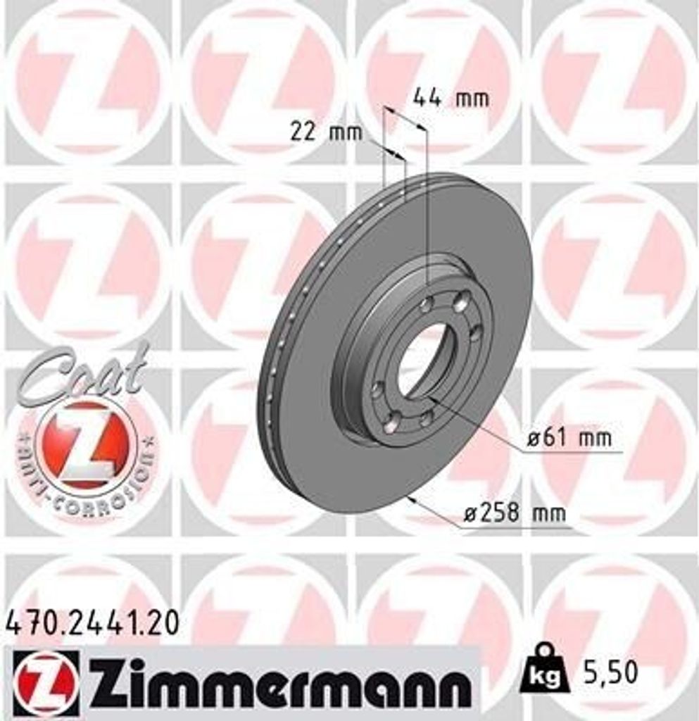 ZIMMERMANN 470.2441.20 - Bremsscheibe für Lodgy, Citan (W415), Captur I (H5, J5), Clio IV, Kangoo (KW), Kangoo (FW), Zoe (BFM)
