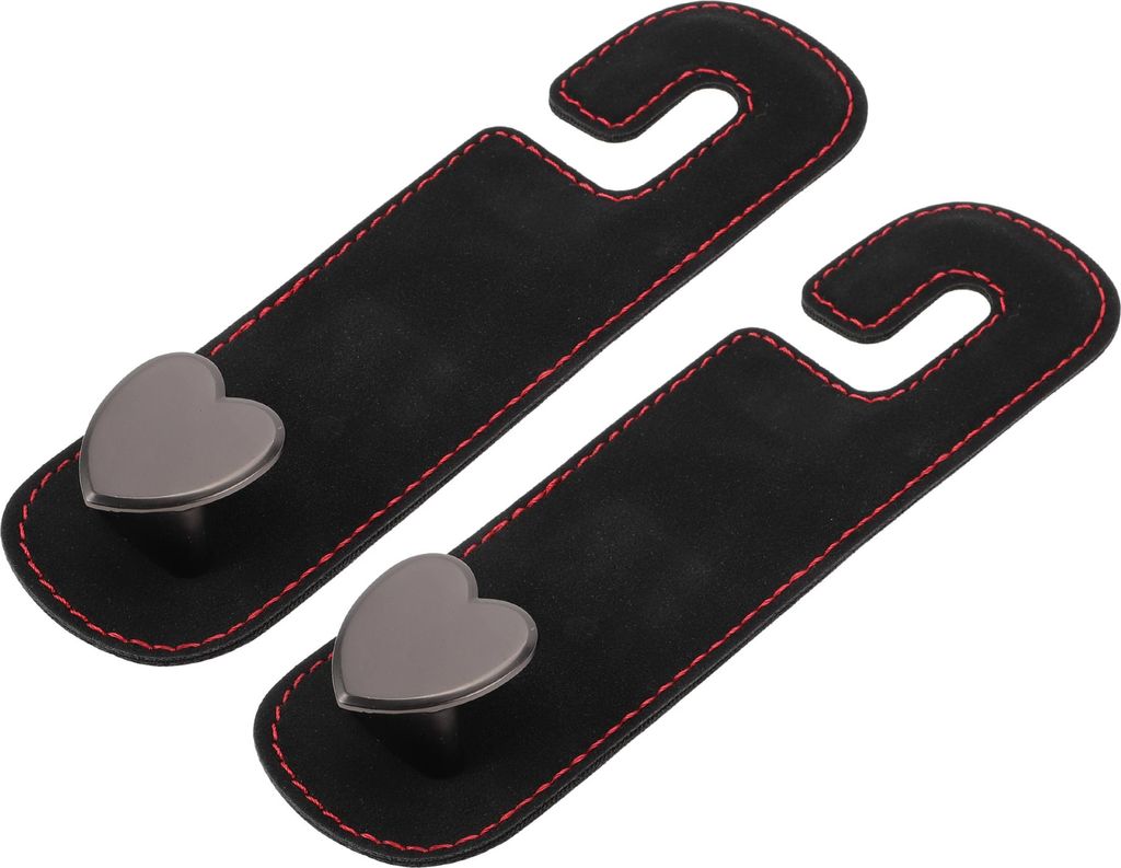 2 Stück für Geldbörsen und Taschen, Handyhalter Auto Kopfstützenhaken Robuste Auto Rücksitz Organizer Haken Schwarz Kunstleder Metall 16,2x4,4cm