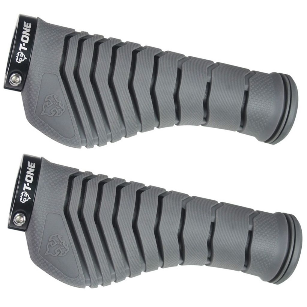 T-ONE T-GP54G Griffe 'Aero', 1x Schraubensicherung, 130 mm, schwarz/grau (1 Paar)