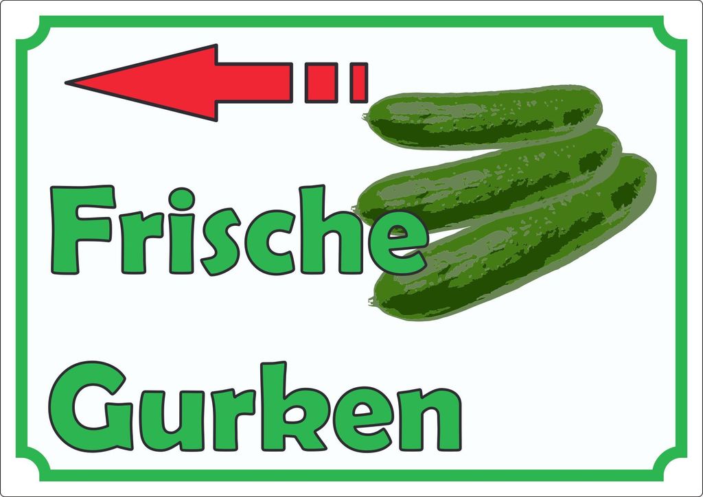 Frische Gurken Werbeaufkleber Aufkleber mit Pfeil nach links A7 (74x105mm)