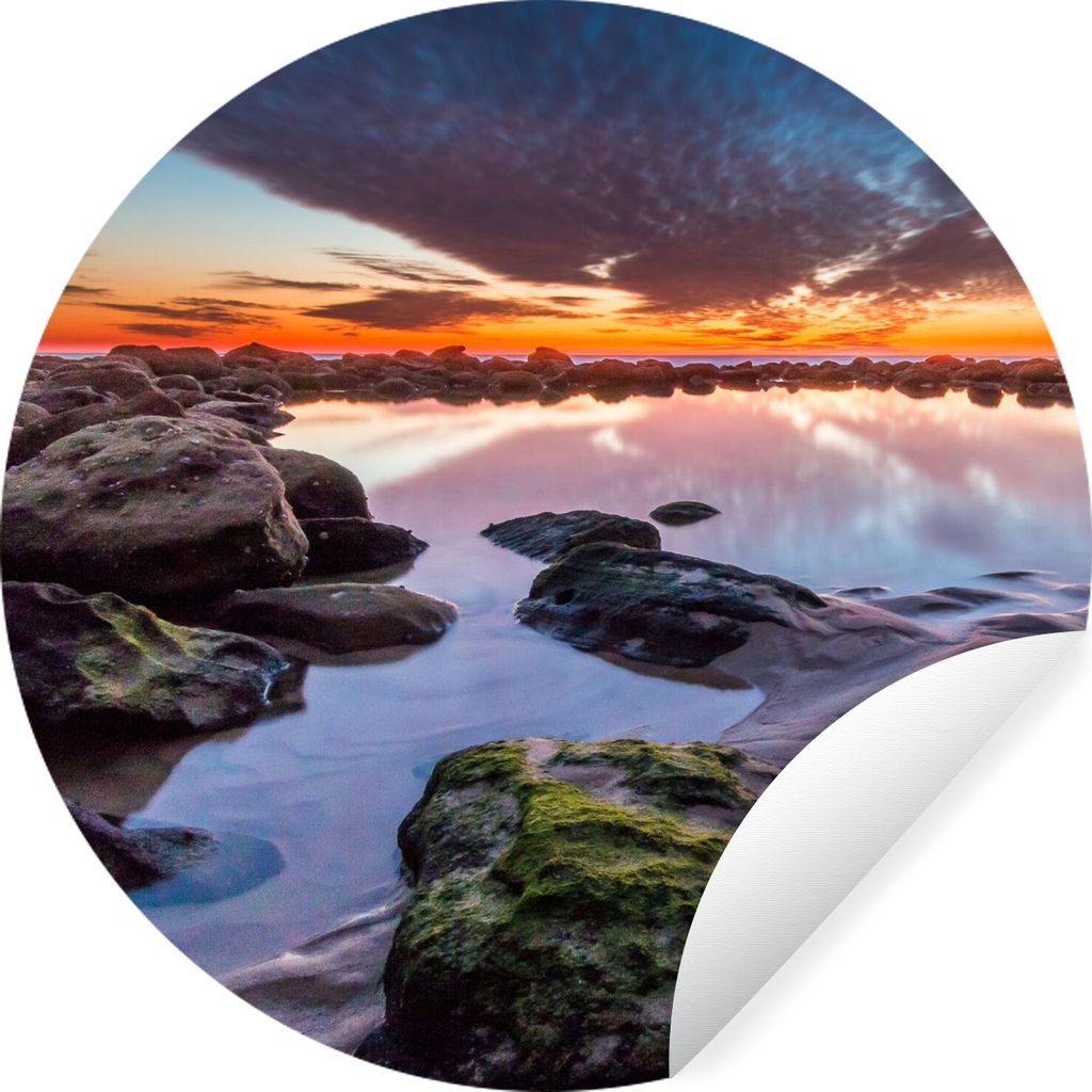 MuchoWow Runde Wandtattoo - Wandsticker Tapete Aufkleber Felsen - Wasser - Natur Ø 100 cm Selbstklebend und Repositionierbar - Wandaufkleber - K...